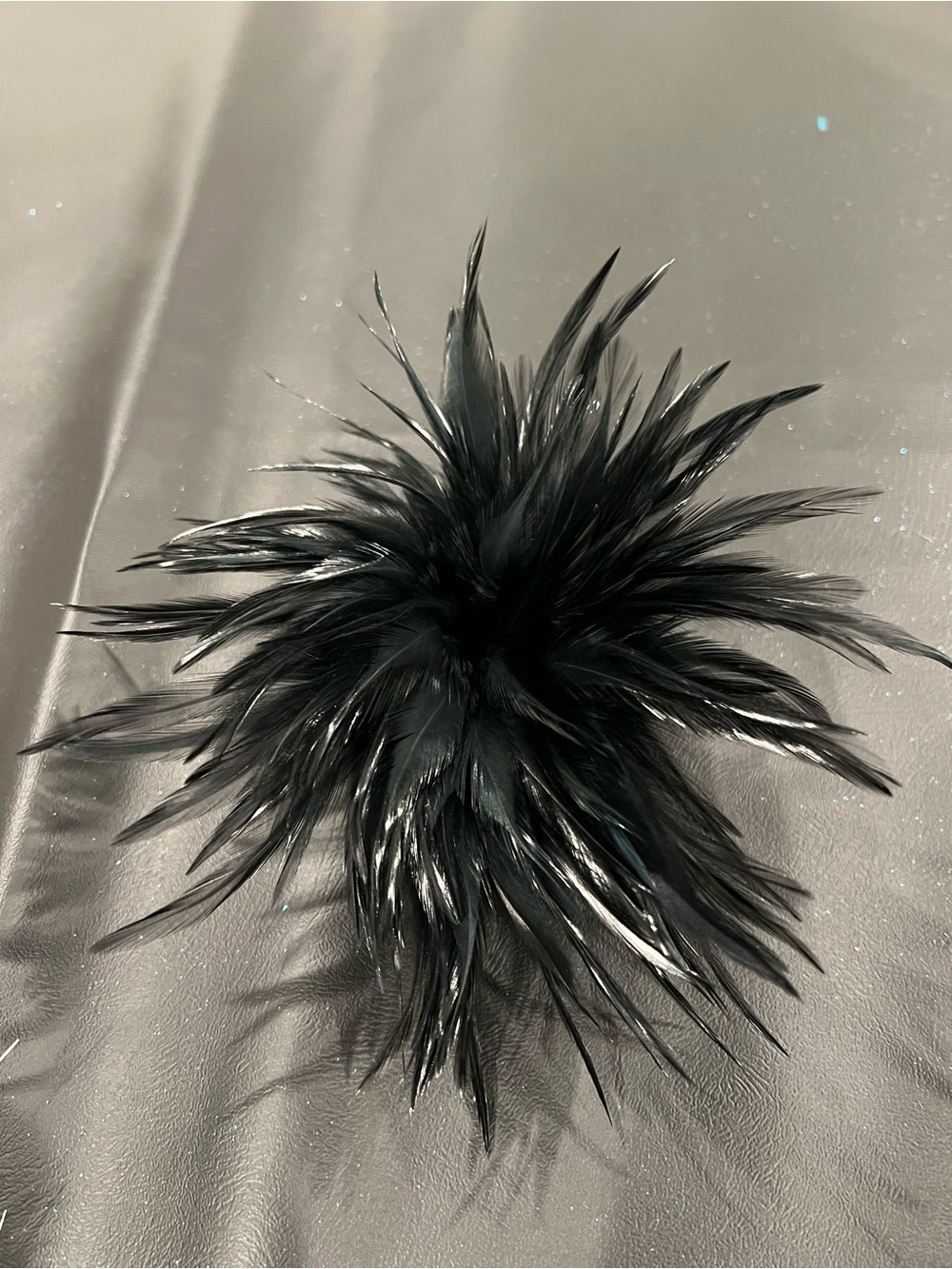 Black Feather Pom Hair Clip - Women Accessories